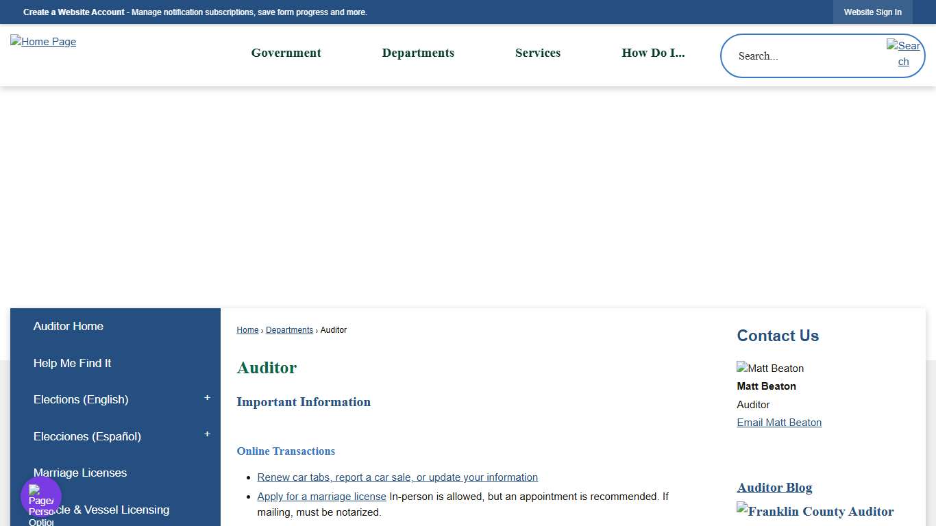 Auditor Franklin County, WA