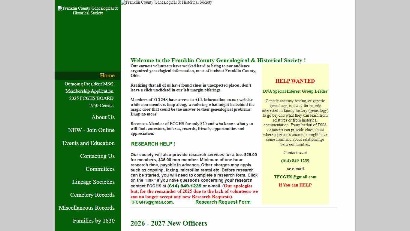 Welcome to the Franklin County Genealogical &Historical Society