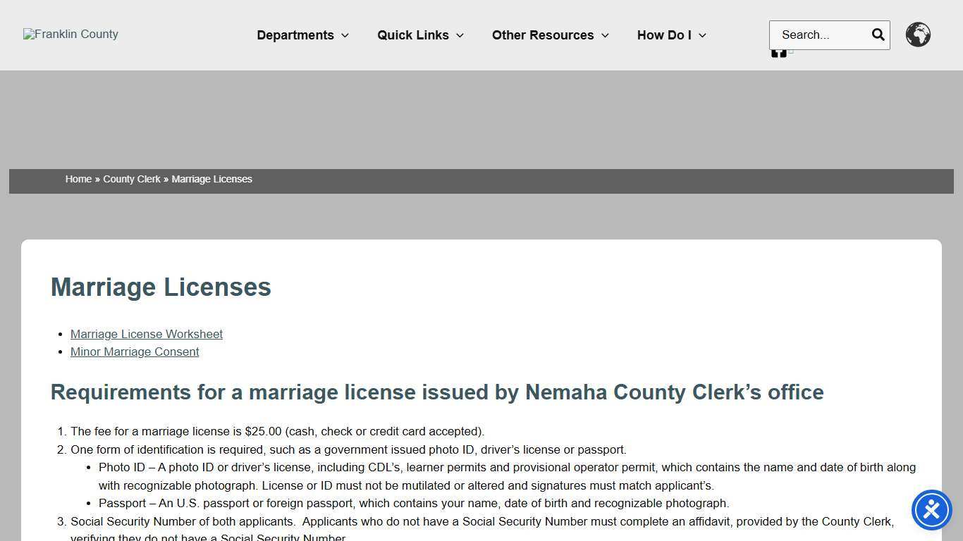 Marriage Licenses – Franklin County