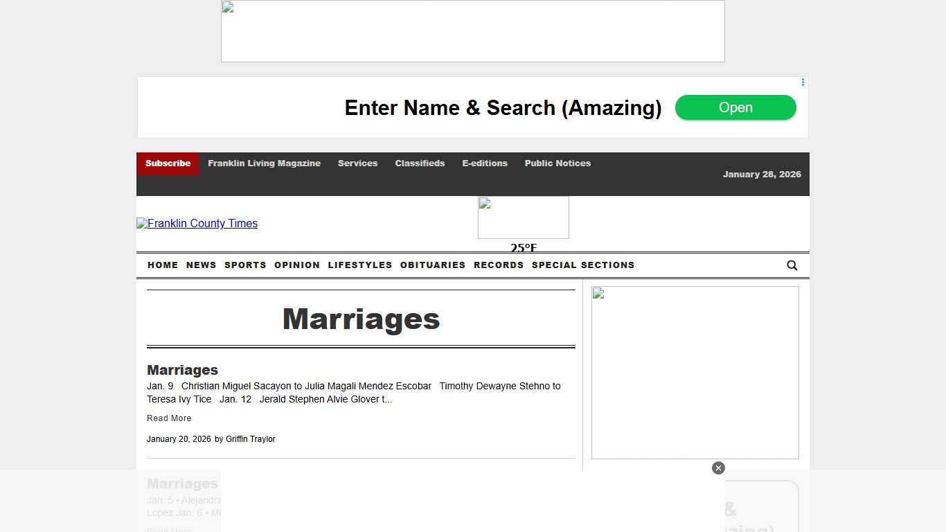 Marriages – Franklin County Times